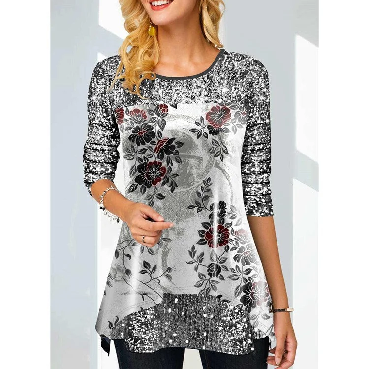 Uveng Top Printing Fashion Print Round Neck T-shirt