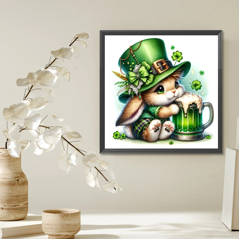 Diamond Painting - Full Square Drill - St. Patrick's Day Rabbit(Canvas|35*35cm)
