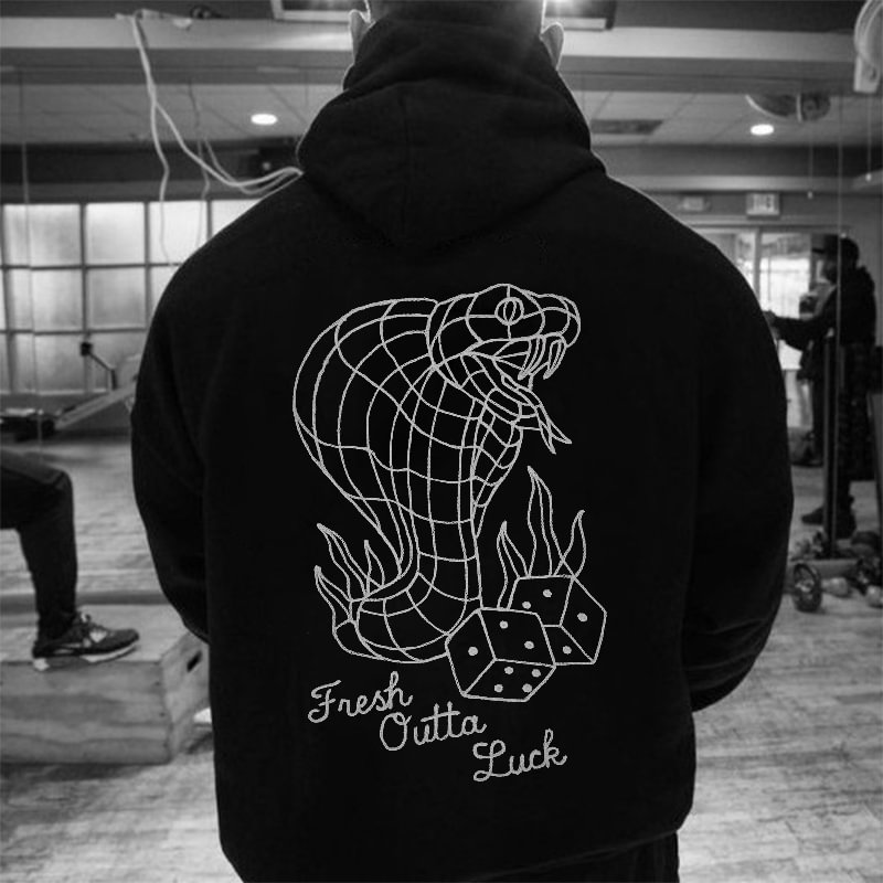 UPRANDY Fresh Outta Luck Letters Snake Dice Printed Men's Hoodie -  UPRANDY