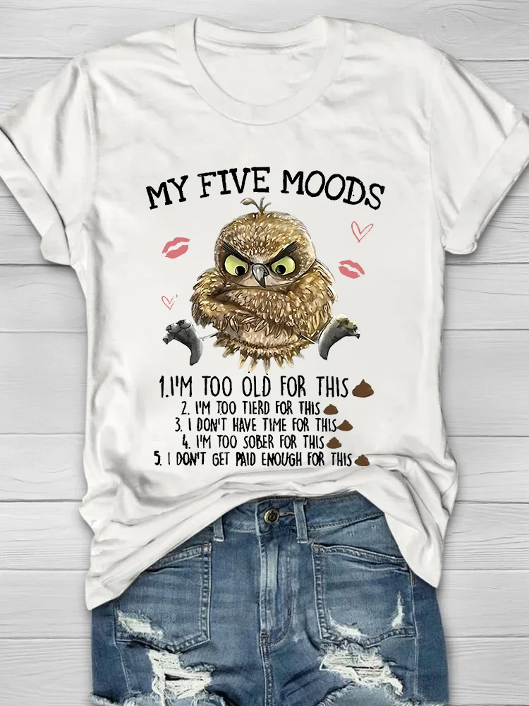 My Five Moods Printed Crew Neck Women's T-shirt