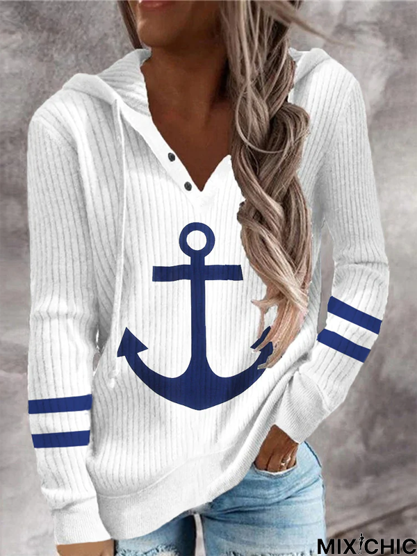 Buckle Loose Casual Hoodie Sweater