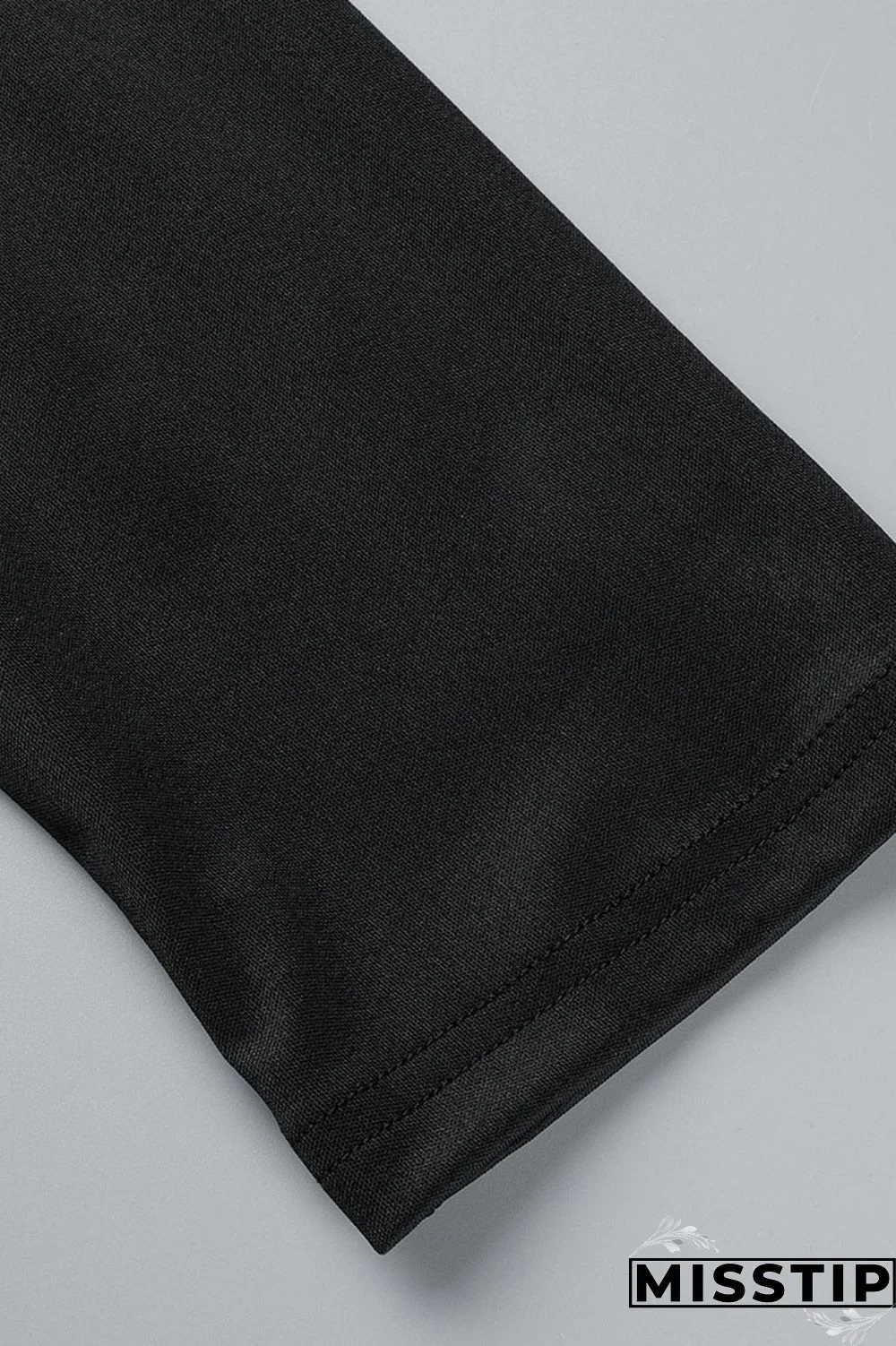 Black Casual Solid Patchwork Turn-back Collar Long Sleeve Two Pieces