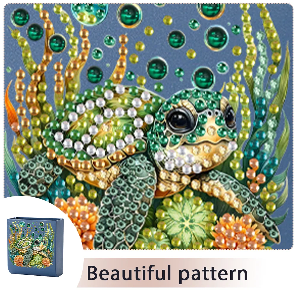 Water Turtle DIY Diamond Painting Kit Wall-Mounted Phone Charging Station Decor