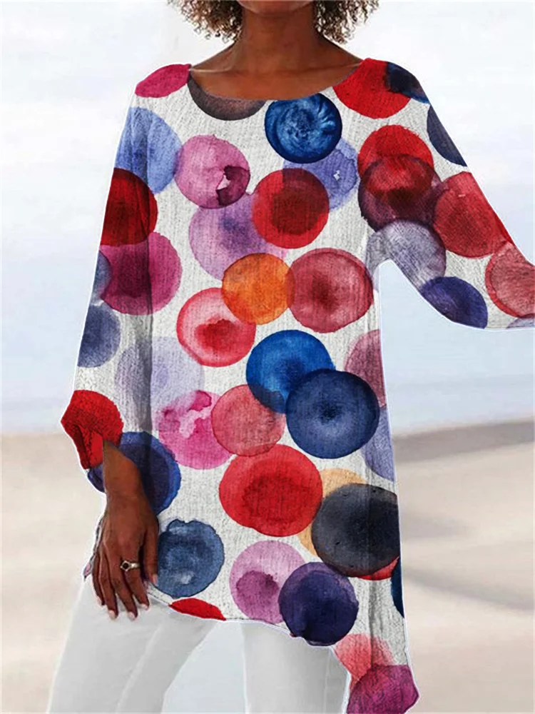 Colorful Dots Watercolor Art Flowy Tunic