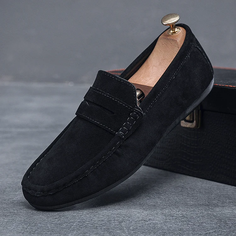 Men's Faux Velvet Penny Loafer Shoes