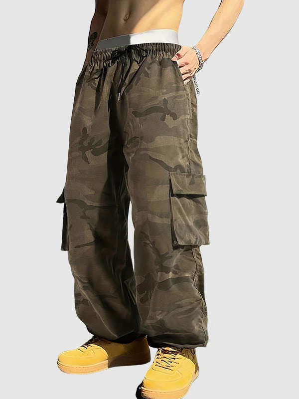 Men's Elastic Waist Camouflage Loose-Fit Cargo Pants