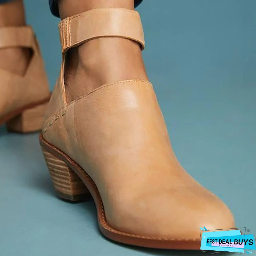 Chunky Heel Zipper Breathable Comfortable Shoes