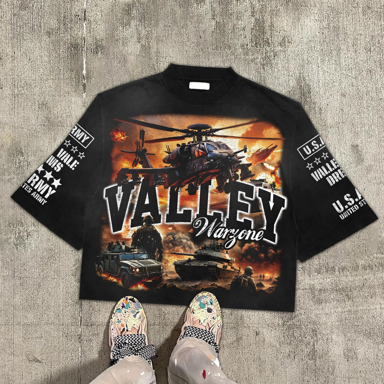 Sopula Vintage Warzone Valley Dreams Peace Graphic 100% Cotton T-Shirt Cropped Tees - SOPULA