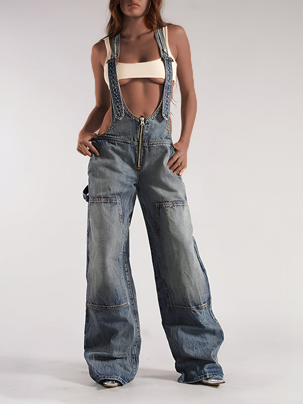 Oh Full Size Plaid Wide Leg Overalls with Pockets main image 1