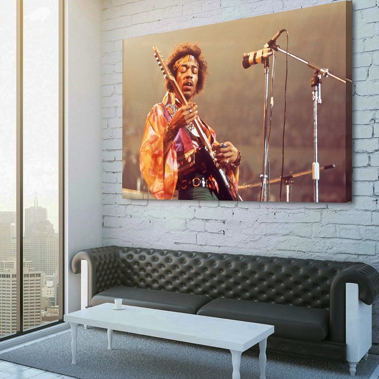 Jimi Hendrix on the stage Canvas Wall Art MusicWallArt