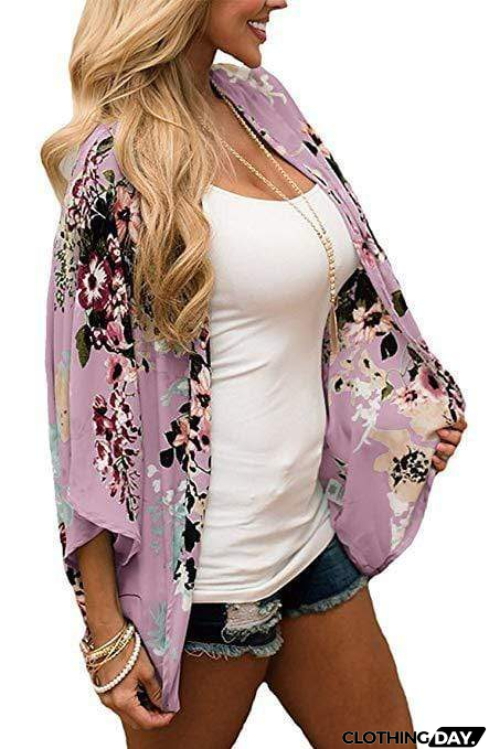 Bohemia Flower Print Summer Beach Women's Cardigan Loose Chiffon Coat