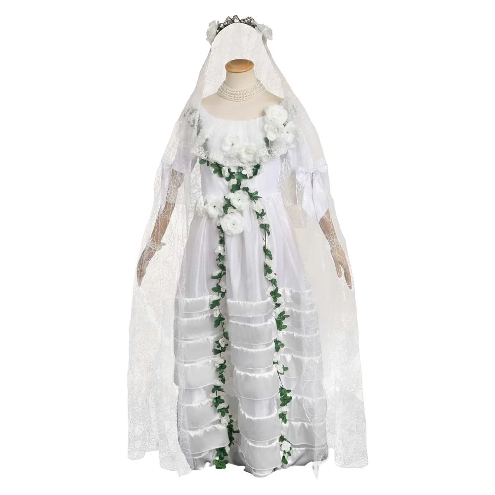 Horror Movie Haunted Mansion 2023 Constance Hatchaway White Wedding Dress Cosplay Costume Outfits Halloween Carnival Suit