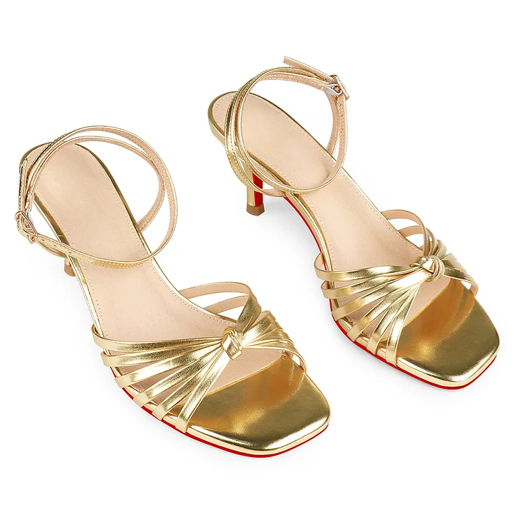 65mm Women's Kitten Low Strappy Heels Ankle Strap Heeled Sandals Red Bottom Summer Wedding Shoes VOCOSI VOCOSI