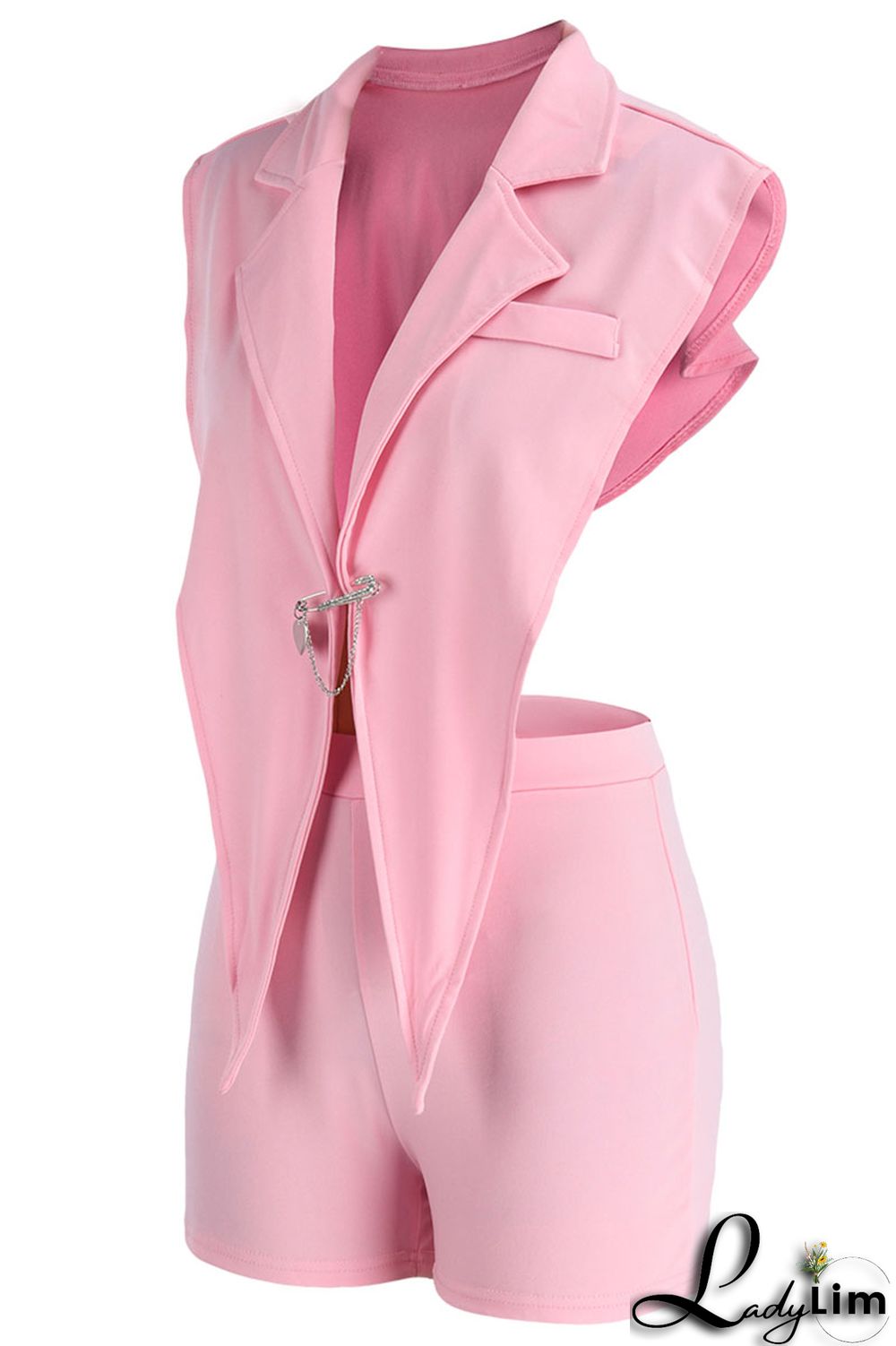 Black Sexy Solid Backless Asymmetrical V Neck Sleeveless Two Pieces