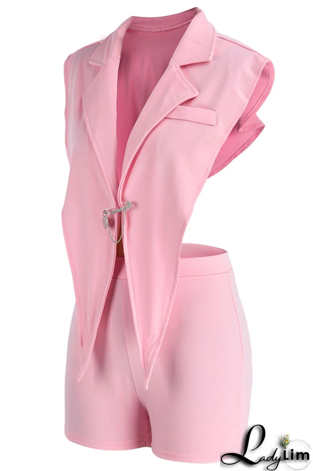 Black Sexy Solid Backless Asymmetrical V Neck Sleeveless Two Pieces