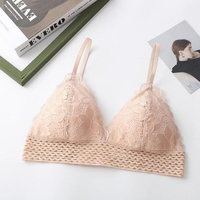 Fashion Lace Bralette Bra Triangle Cup Sexy Lingerie Wire Free Brassiere Female Underwear Seamless Bra Push Up Bras For Women