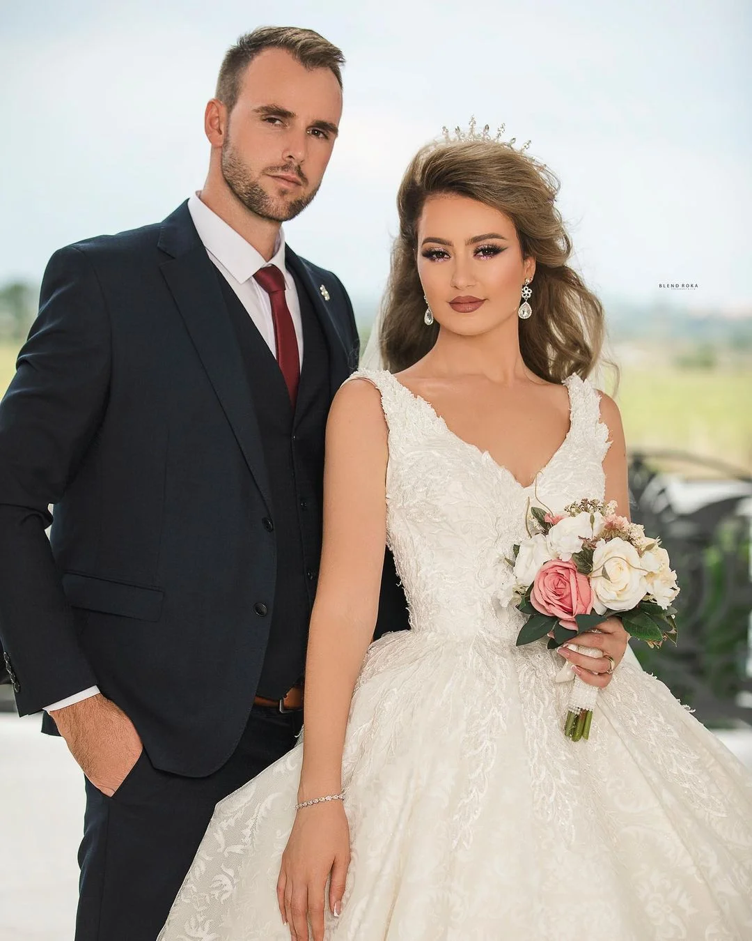 Princess Tulle Ruffles V-neck Sleeveless Floor-Length Wedding Dress main image 1