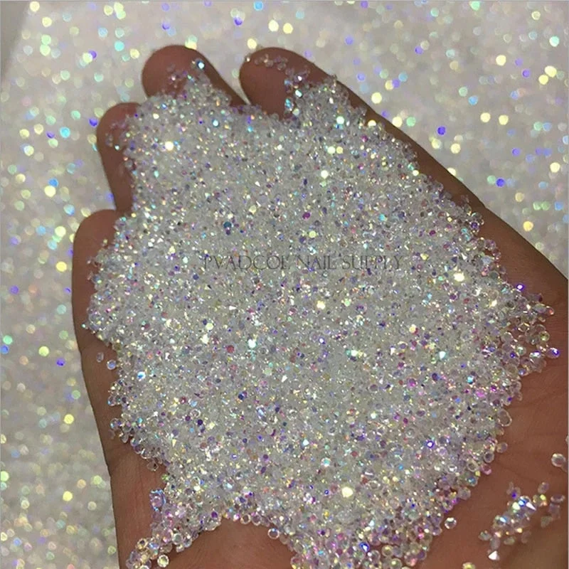 Pixie Nails Rhinestones Micro Tiny AB Chaton Crystal Glass 3D Caviar Beads Mini Nail Art Rhinestone Acrylic Manicure Decorations-Nail Inspo