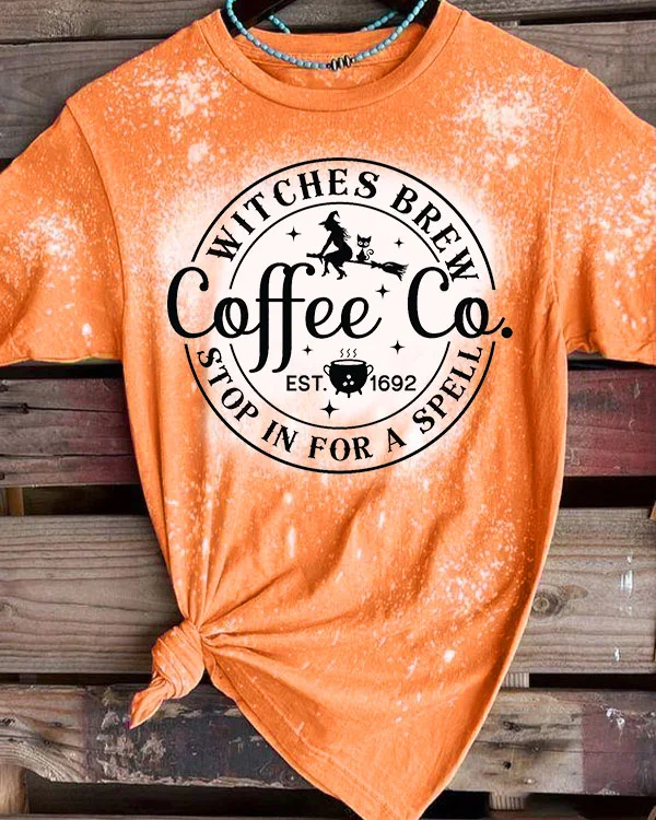 Halloween Witches Brew Coffee Co Stop In For A Spell Est 1692 Kangaroo Pocket T-Shirt