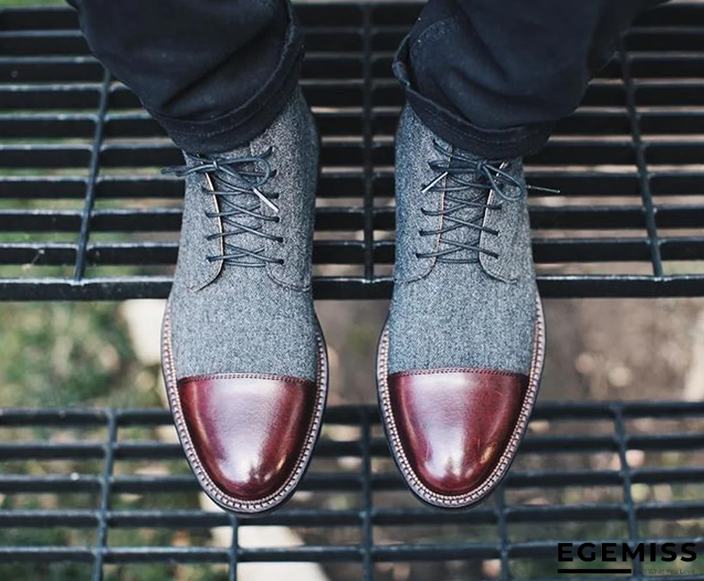 Handmade Color Stitching Suede Ankle Boots | EGEMISS