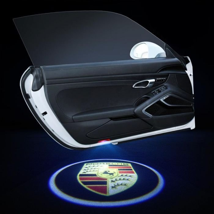 2PCS LED Car Laser Projector HD Welcome Door Trim Lights compatible For Porsche  dxncar