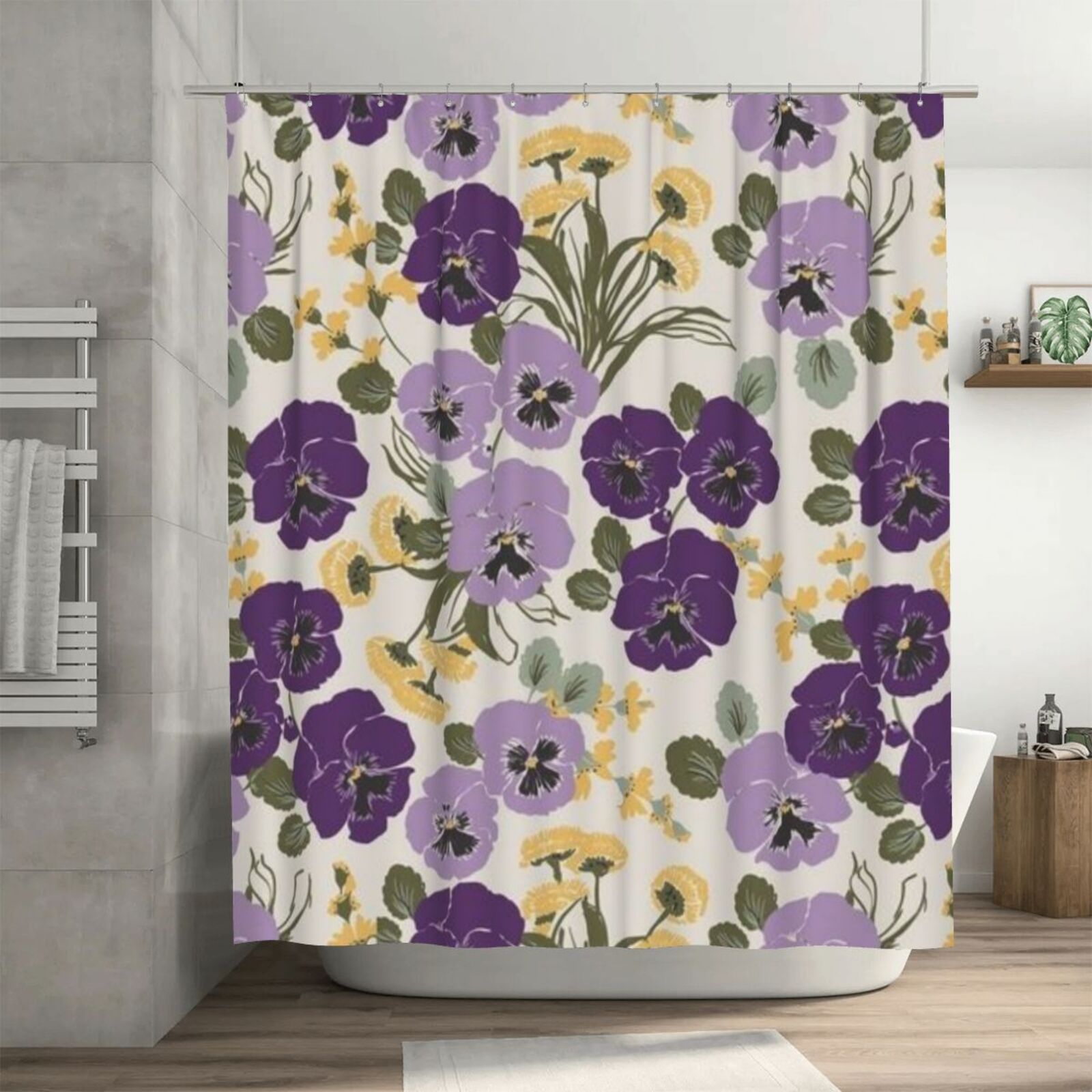 Comstylish Vintage Purple Floral Shower Curtain
