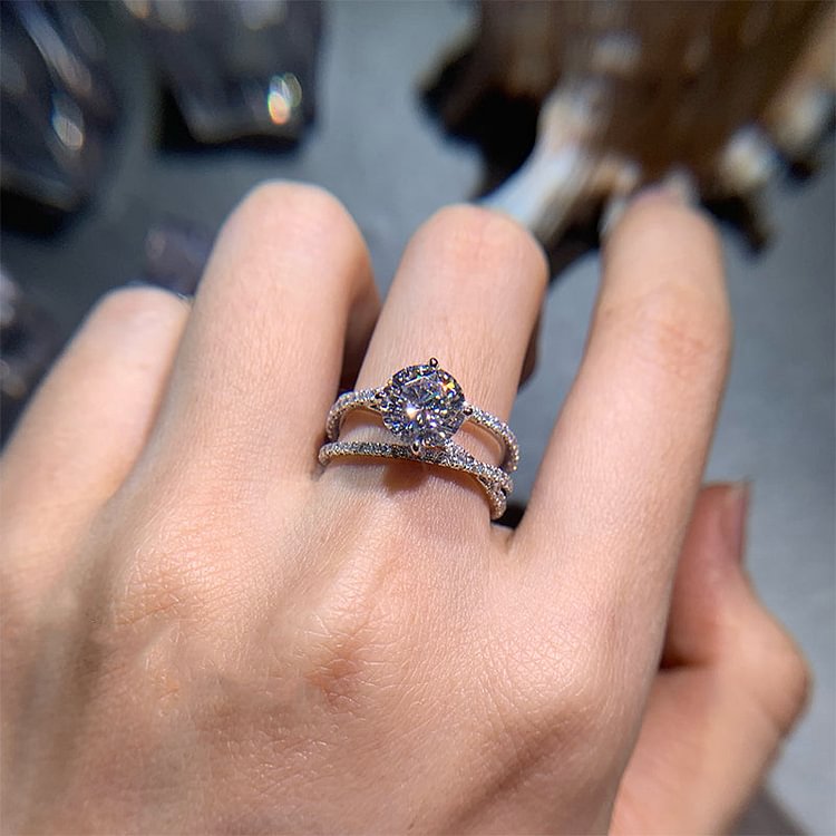 Sterling Silver Trinity  Moissanite Ring