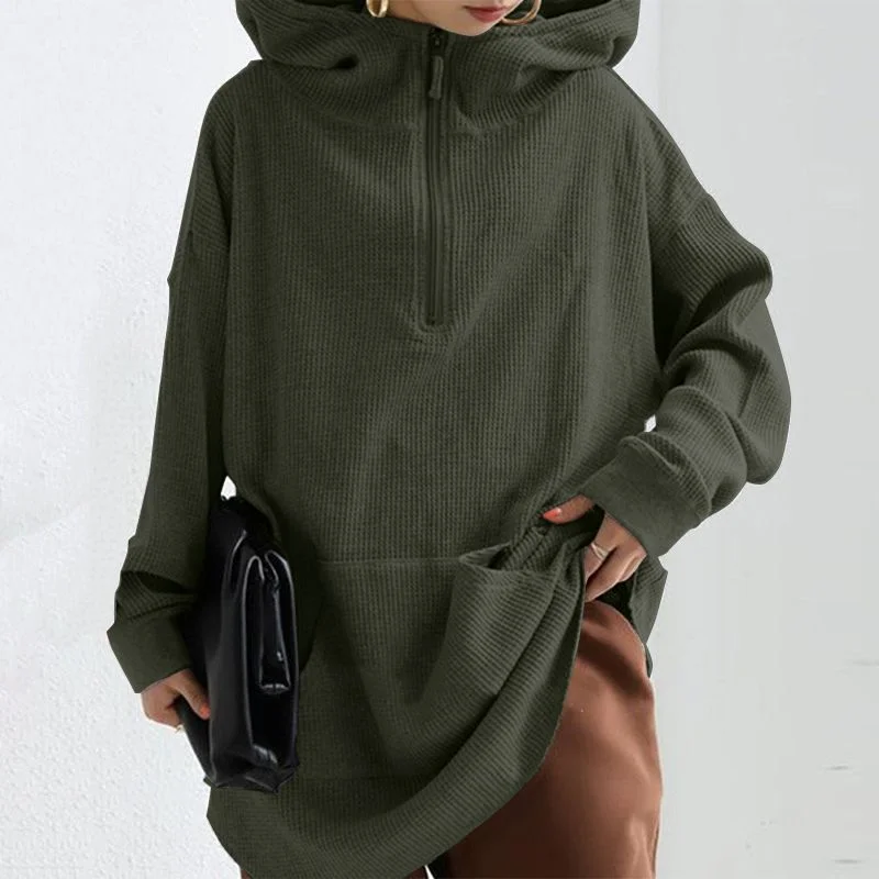 Fashion Women Autumn Long Sleeve Hoodies Sweatshirt ZANZEA Stylish Hooded Loose Pullover Fleece Sweatshirts Zipper Streetwear 7
