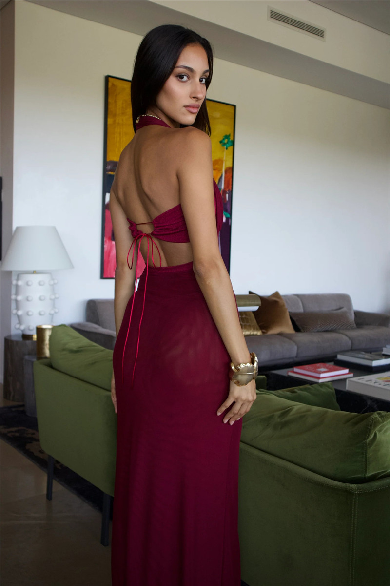 Ootddress Elegant Backless Sexy Maxi Dress For Women Fashion Lace-up Sleeveless Bodycon Club Party Evening Long Dress New