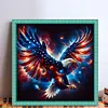 Independence Day USA Bald Eagle Full 11CT 3 Strands DIY Stamped Cross Stitch Kit for Beginners Adults Home Wall Decor Cross Stitch Art and Crafts Kits 40x40cm