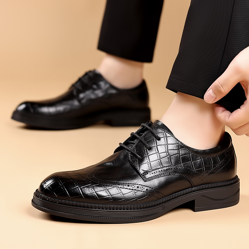 Greenacrs shoes for mens dress men business shoes black Brand Classic Oxfords Shoes Men Retro Brogues Lace-Up Block Business Wedding Dress Male Formal Shoes