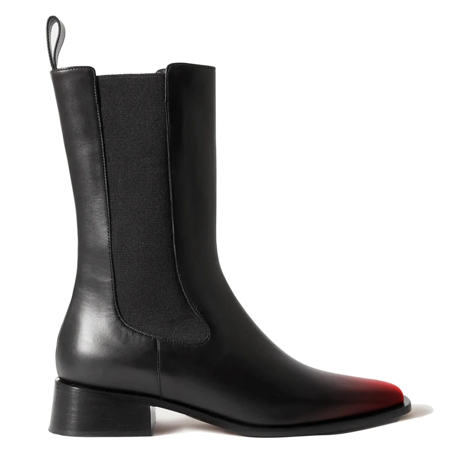TAAFO Two Toned Mid Calf Chelsea Boots Women Burnished Color Long Booties Med Chunky Heels Lady Work Daily Elastic Band Shoes