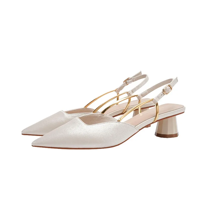 Breakj Breakj Summer New High Heel Head Sharp Fashion Sandals Women's Thick Heel In The Single Shoes