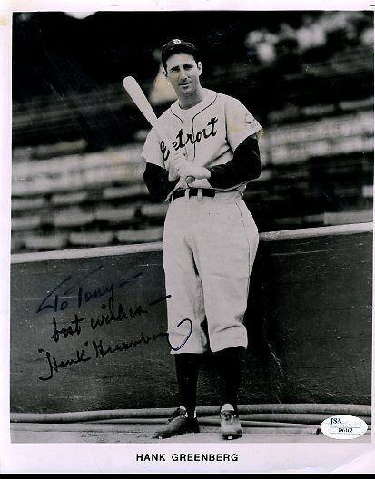 Hank Greenberg Jsa Certed 8x10 Photo Poster painting Authentic Autograph