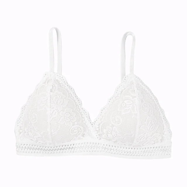Thin French Style Bralette Lace Wireless Triangle Cup Women Lingerie Soft Bra Seamless Underwear Deep V Girls Hot