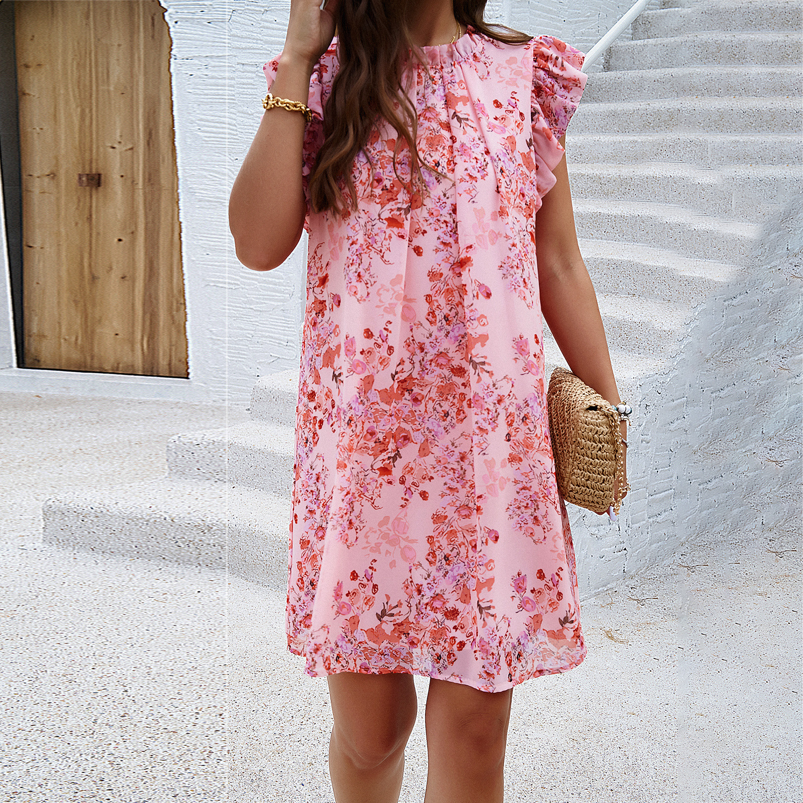 Mature Women Elegant Printed Sleeveless Dress