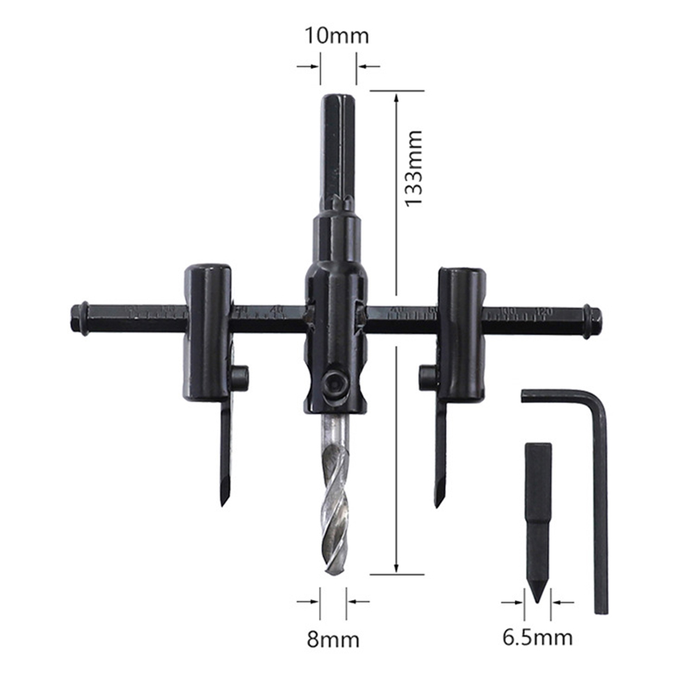 

Aircraft Type Adjustable Metal Wood Circle Hole Saw Drill Bit Glass Cutter, 30-120mm, 501 Original