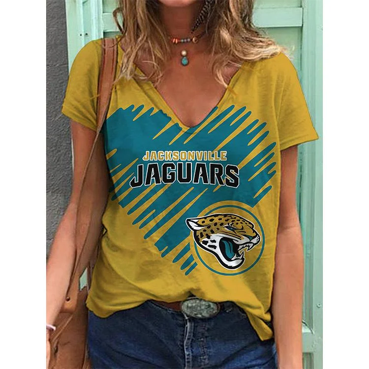Jacksonville Jaguars  Lightweight Short Sleeve V-Neck T-Shirt