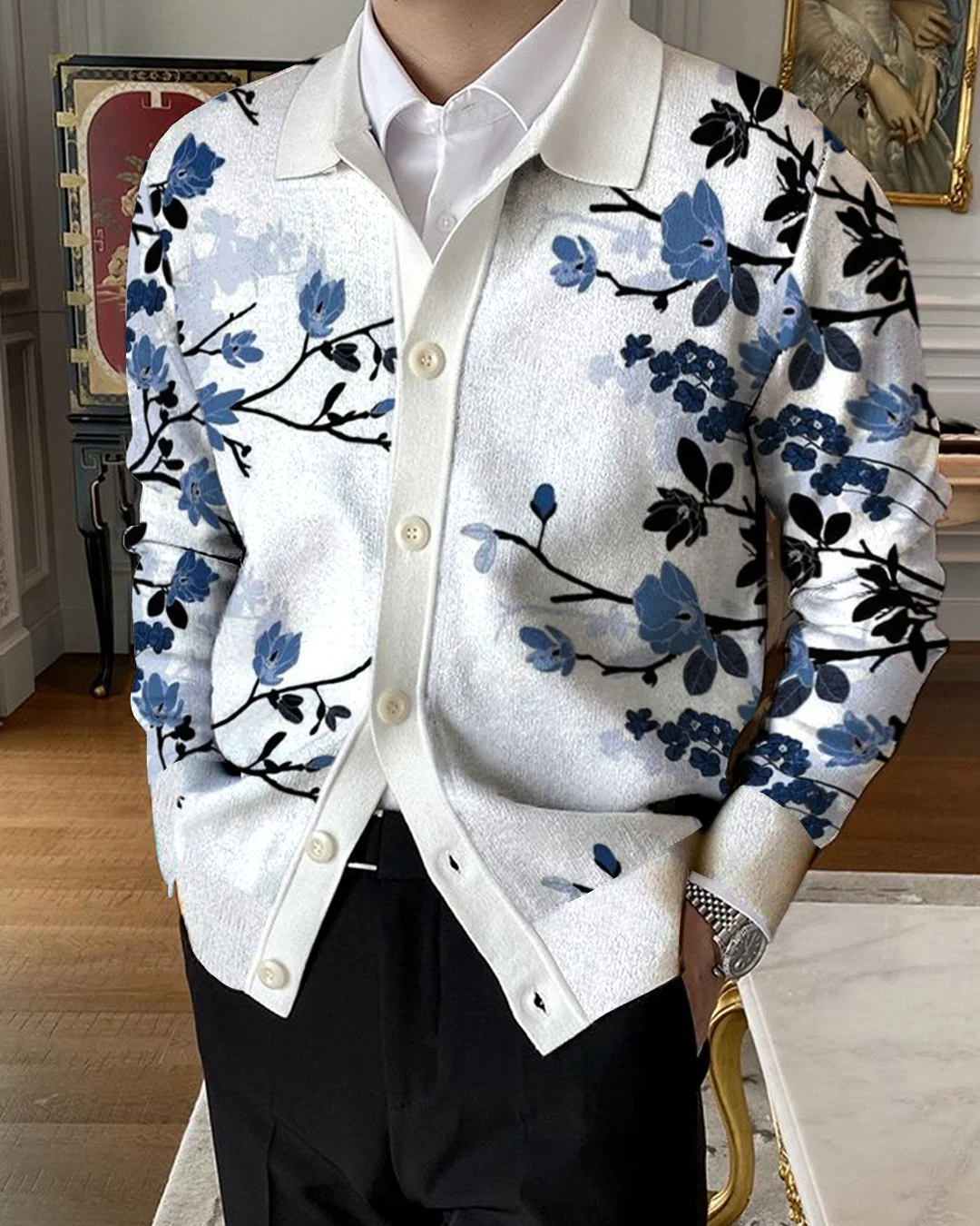 Men's Lapel Knitted Sweater Cardigan 4ec9