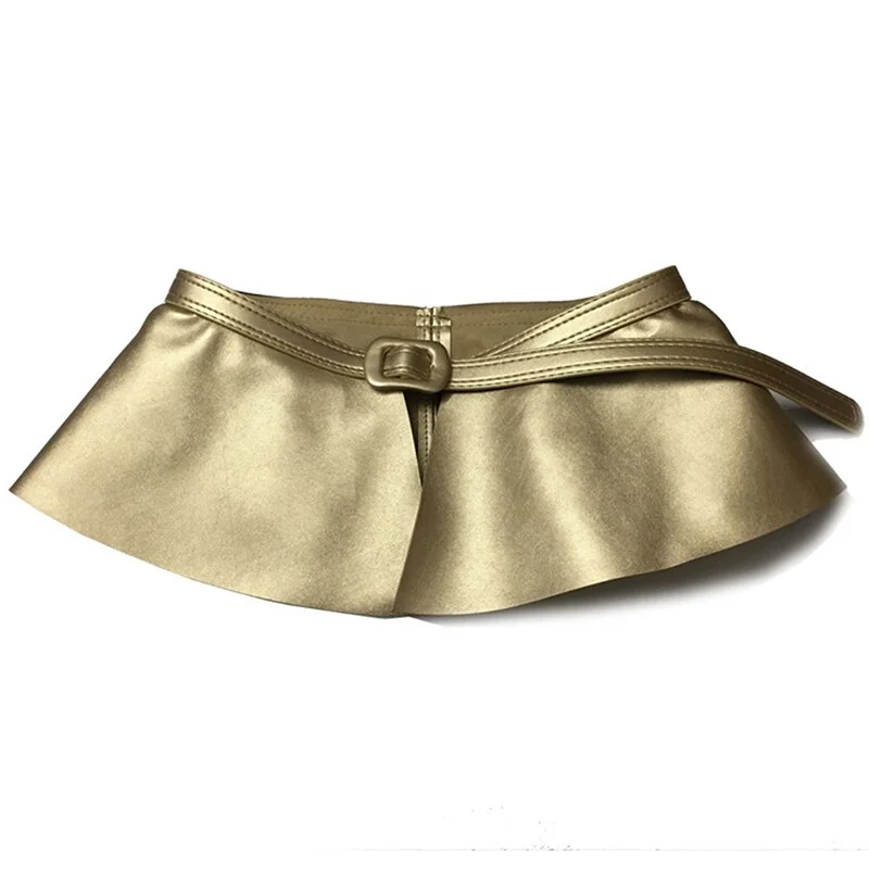 Mongw 2022 New Trending Woman Wide Gold Black Corset Belt Ladies Fashion Ruffle Skirt Peplum Waist Belts Cummerbunds for Women Dress