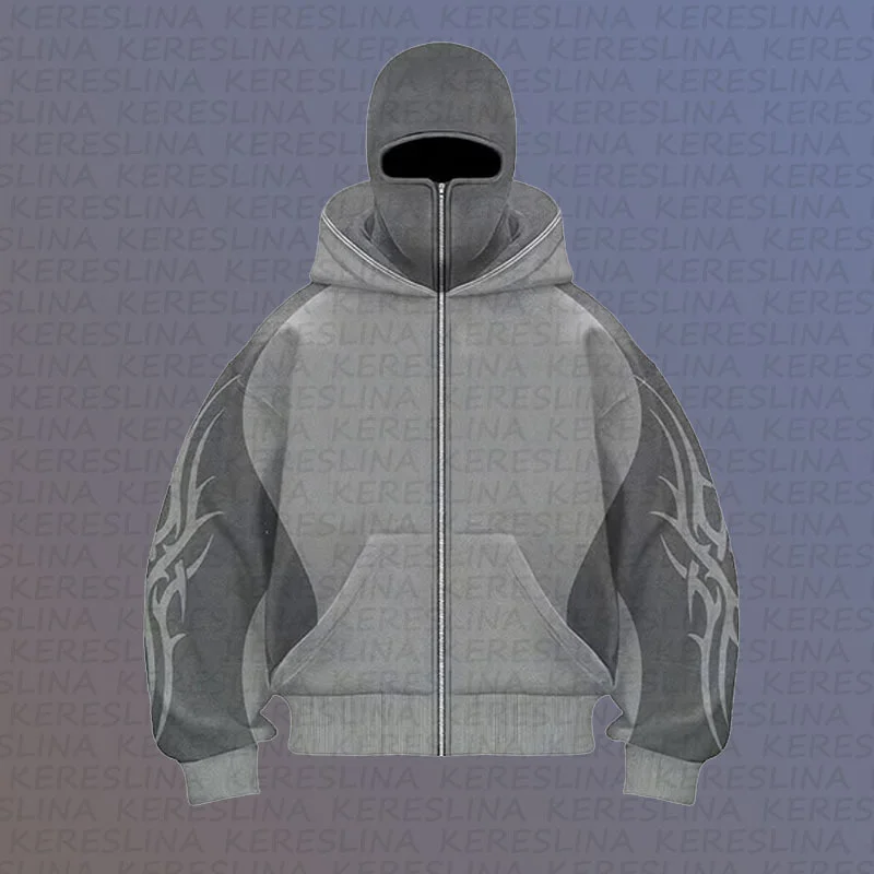 Athvotar Athvotar Street Color Double Hat Design Letter Hooded Cardigan Autumn And Winter Loose Y2K Sweater Set