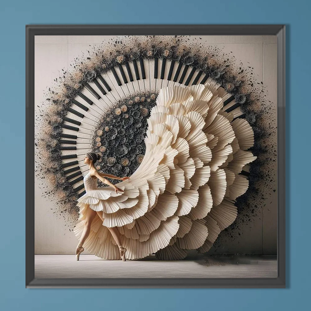 Diamond Painting - Full Round Drill - Piano Girl(Canvas|40*40cm)