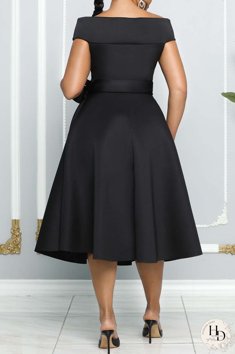 White Elegant Solid Patchwork Off the Shoulder A Line Dresses