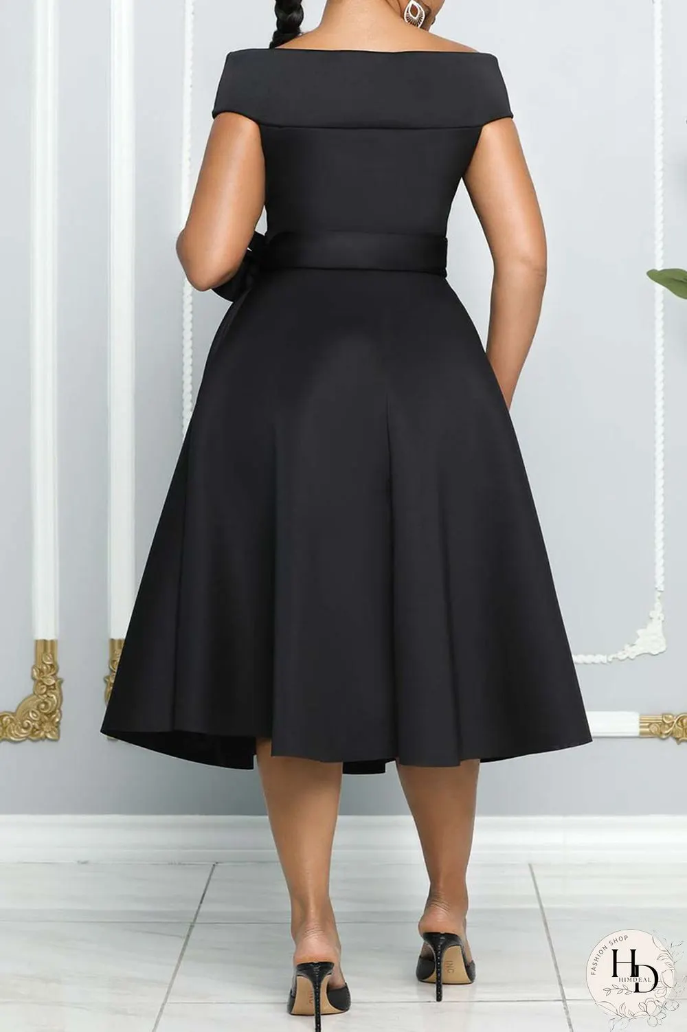 White Elegant Solid Patchwork Off the Shoulder A Line Dresses