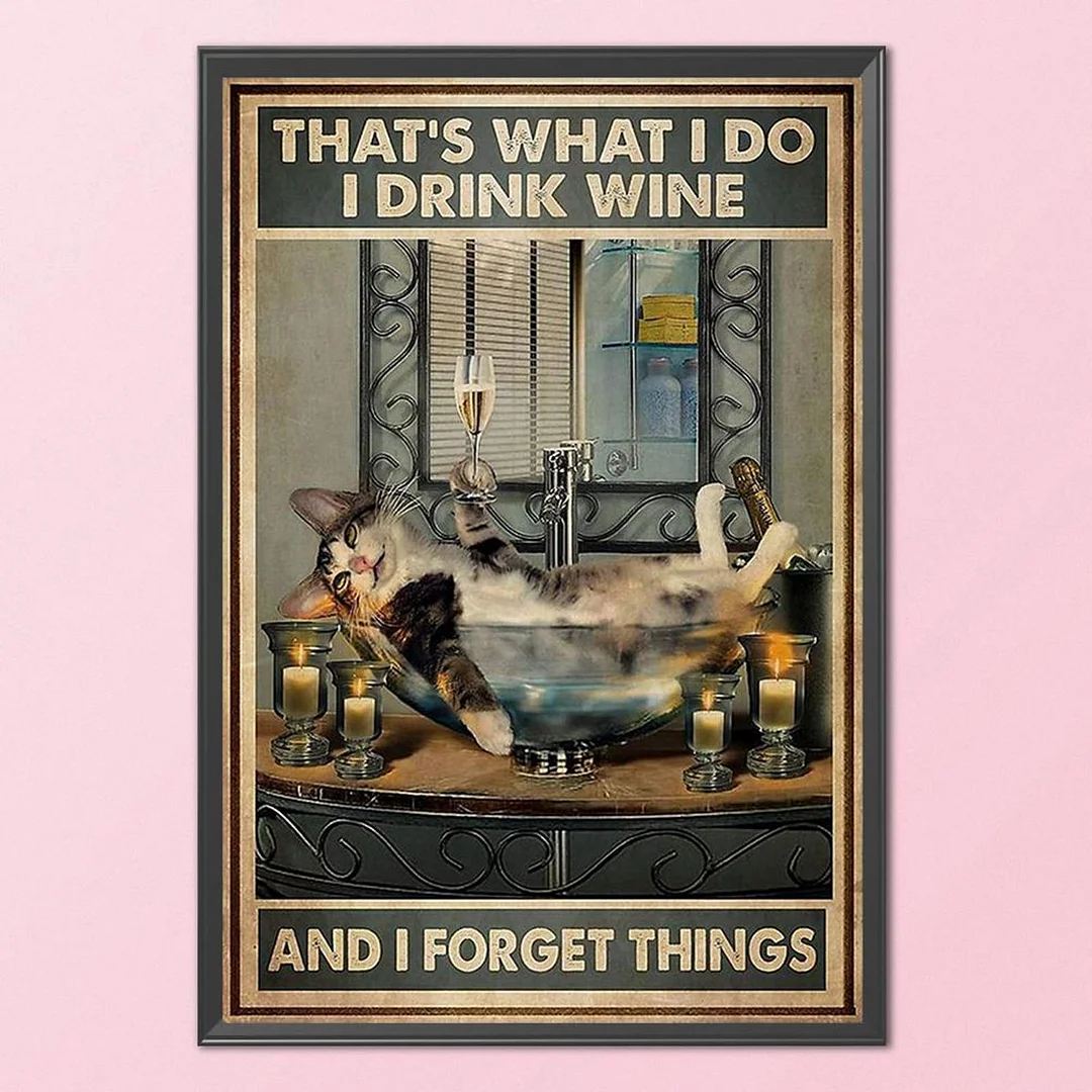 11CT Full Cross Stitch Bathing Cat Stamped DIY Embroidery Animal (40x60cm)