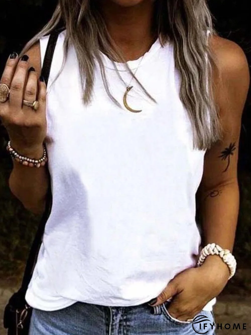 Sleeveless Casual Crew Neck Top | IFYHOME