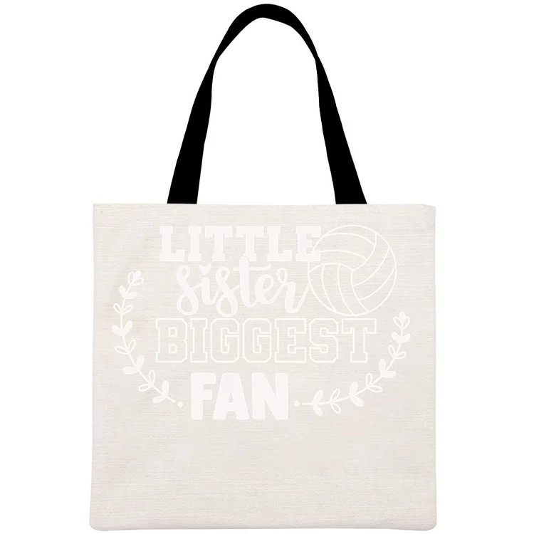 Little sister biggest fan Volleyball Printed Linen Bag-Annaletters