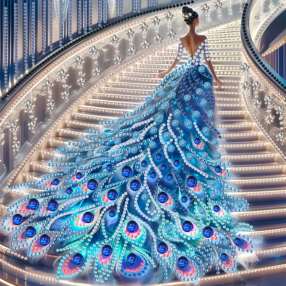 Girl In The Dress Skirt 30*30cm(canvas) special shaped drill diamond painting