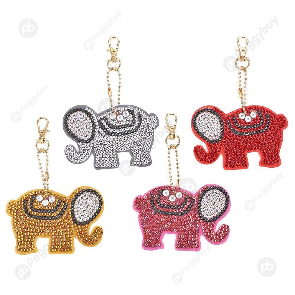 

4pcs Elephant-DIY Creative Diamond Keychain, 501 Original