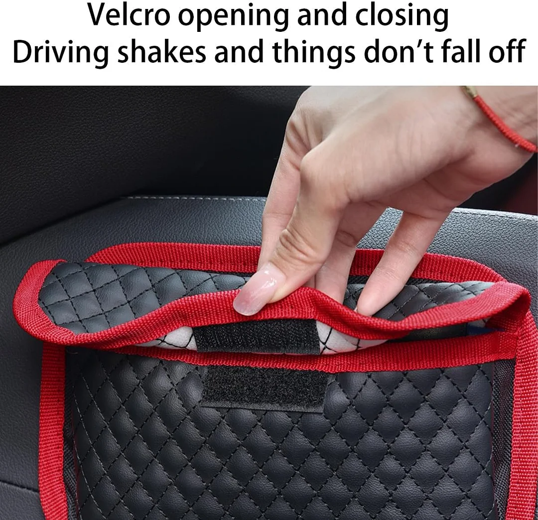 Car Seat Side Pocket Organizer, PU Leather Multifunctional Automotive Storage Bag for Phones Keys Cards, Mini Seat Gap Filler Pouch for Door Console, Universal Vehicle Accessories (Red)